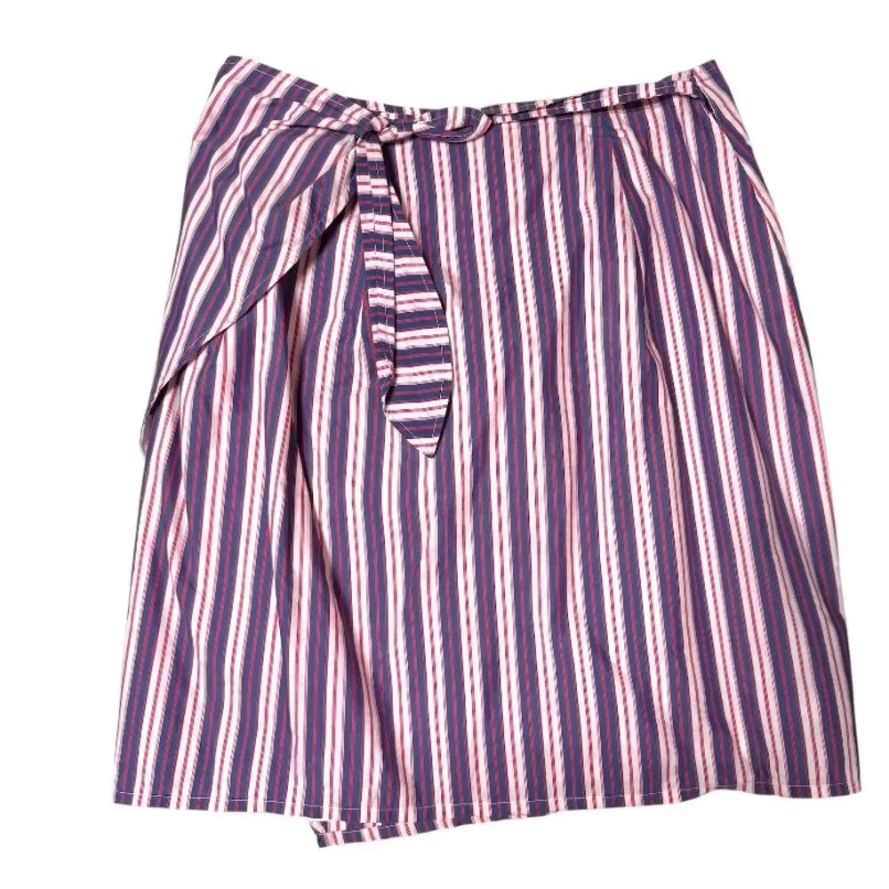 Anne Pinkerton Vintage Striped Mini Wrap Skirt S
